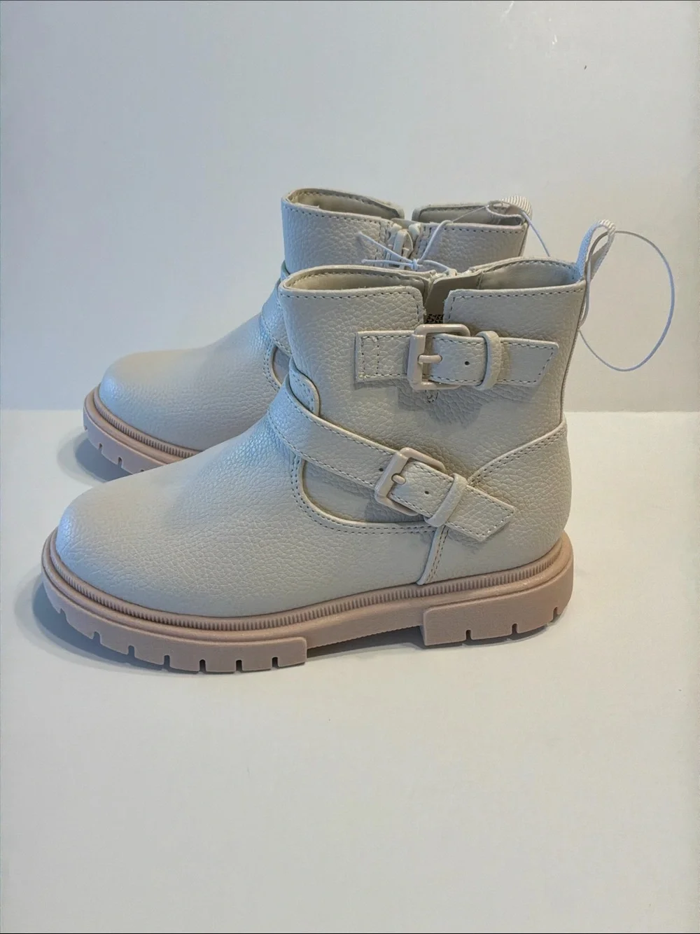 Cat & Jack Toddler Girl Evie Buckle Moto Cream Boots